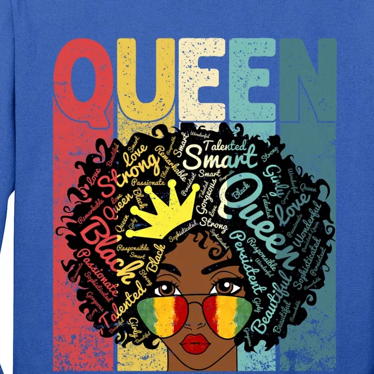 Black Queen Juneteenth Blm Black History Month Melanin Gift Tall Long Sleeve T-Shirt