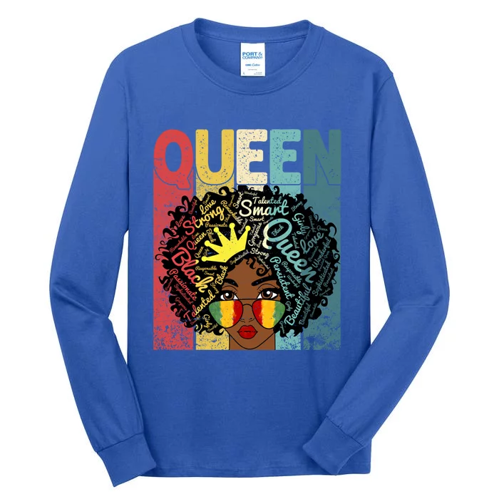 Black Queen Juneteenth Blm Black History Month Melanin Gift Tall Long Sleeve T-Shirt