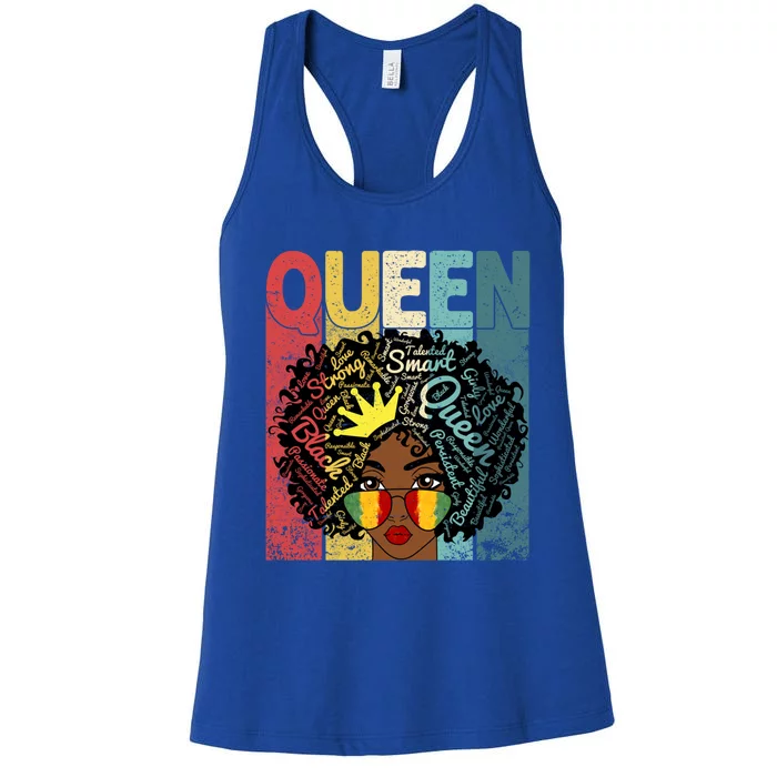 Black Queen Juneteenth Blm Black History Month Melanin Gift Women's Racerback Tank