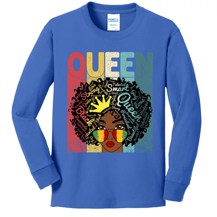 Black Queen Juneteenth Blm Black History Month Melanin Gift Kids Long Sleeve Shirt