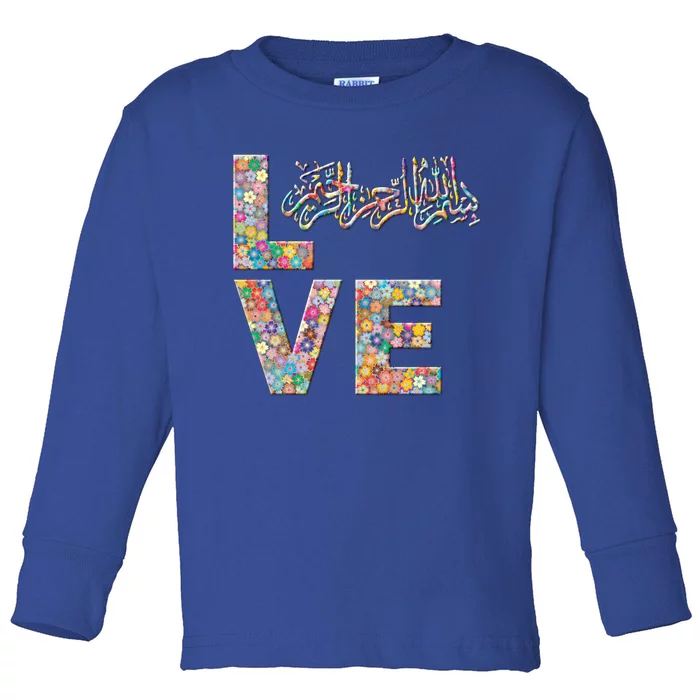 Bismillah Quran Love Flowers Cool Gift Toddler Long Sleeve Shirt