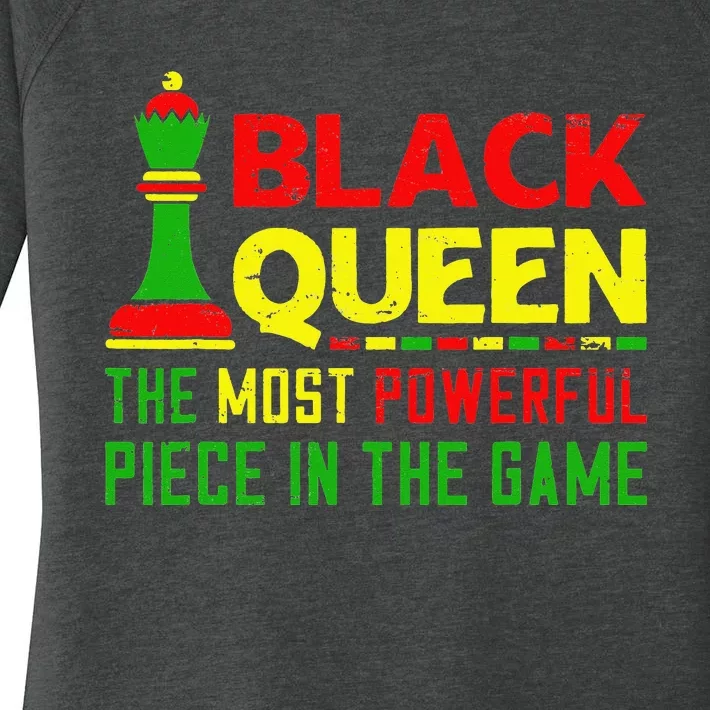 Black Queen Most Powerful Chess African American Juneteenth Women's Perfect Tri Tunic Long Sleeve Shirt