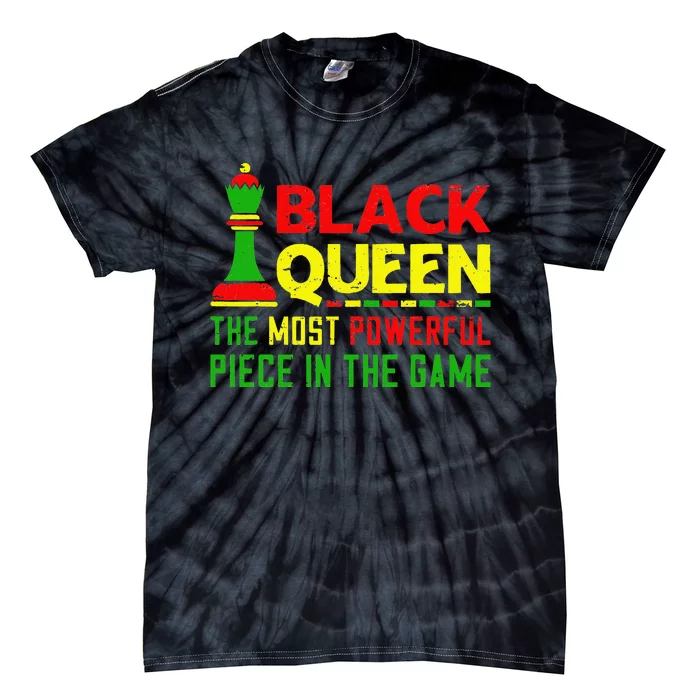 Black Queen Most Powerful Chess African American Juneteenth Tie-Dye T-Shirt