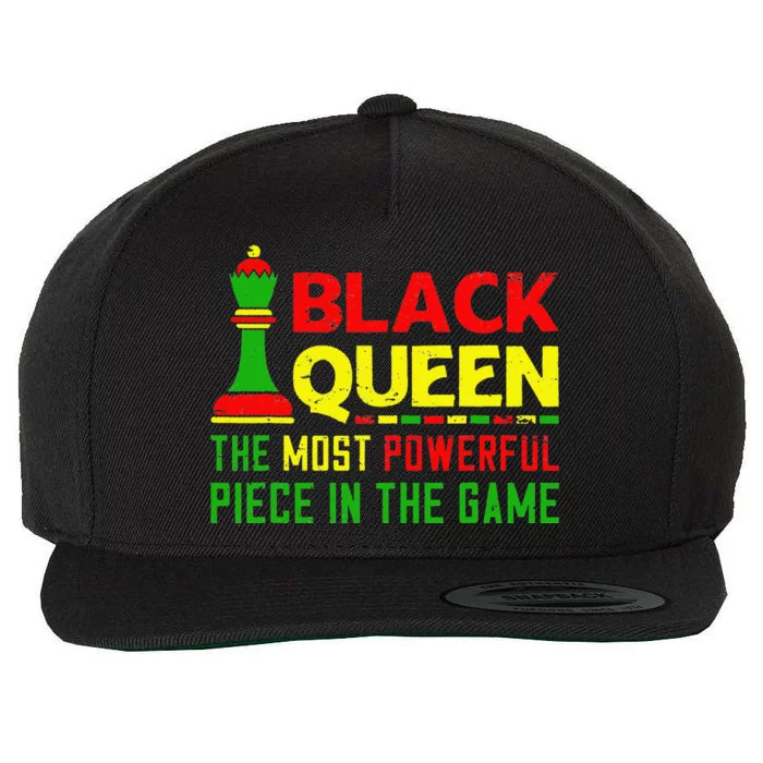 Black Queen Most Powerful Chess African American Juneteenth Wool Snapback Cap