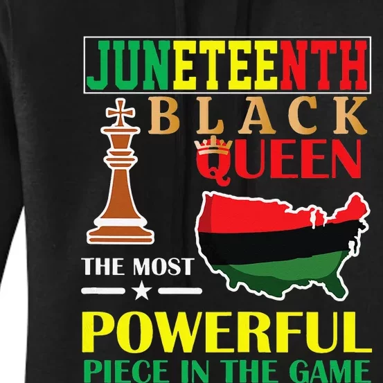 Black Queen Most Powerful Chess African American Juneteenth Women's Pullover Hoodie