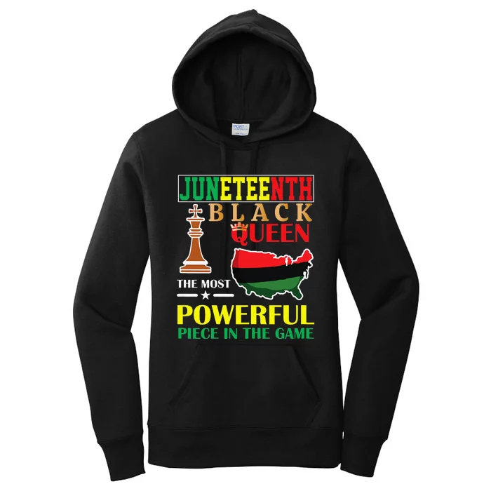 Black Queen Most Powerful Chess African American Juneteenth Women's Pullover Hoodie