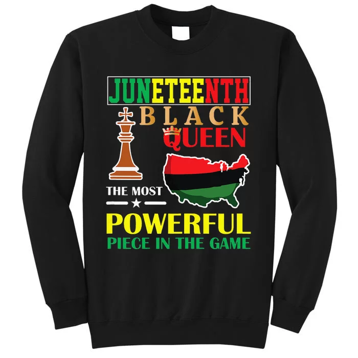 Black Queen Most Powerful Chess African American Juneteenth Tall Sweatshirt