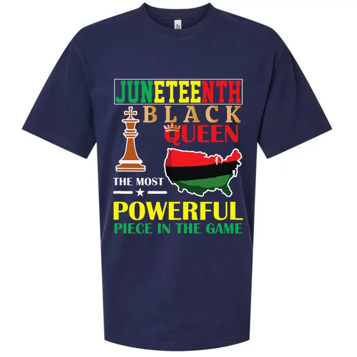 Black Queen Most Powerful Chess African American Juneteenth Sueded Cloud Jersey T-Shirt