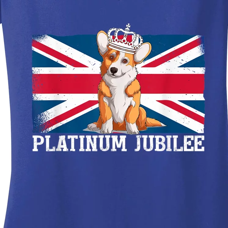 British Queen Monarchy Platinum Jubilee 70th Anniversary Women's V-Neck T-Shirt