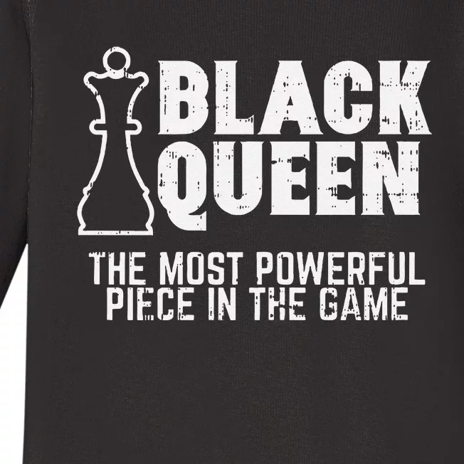 Black Queen Most Powerful Chess African American Women Gift Baby Long Sleeve Bodysuit