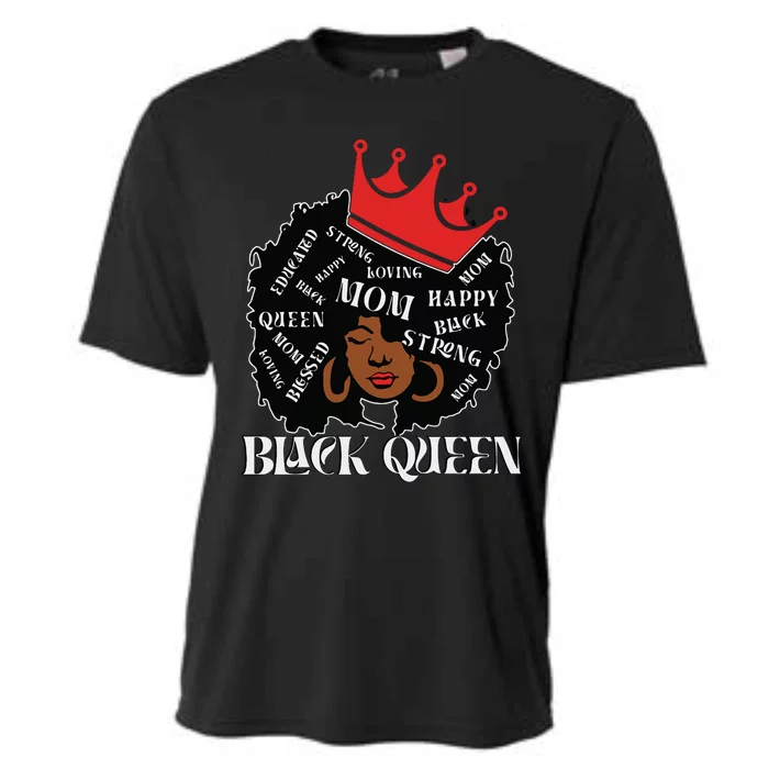 Black Queen Mom Happy Mothers Day Cooling Performance Crew T-Shirt