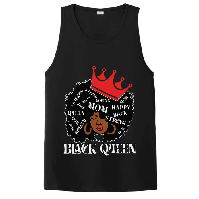 Black Queen Mom Happy Mothers Day Performance Tank