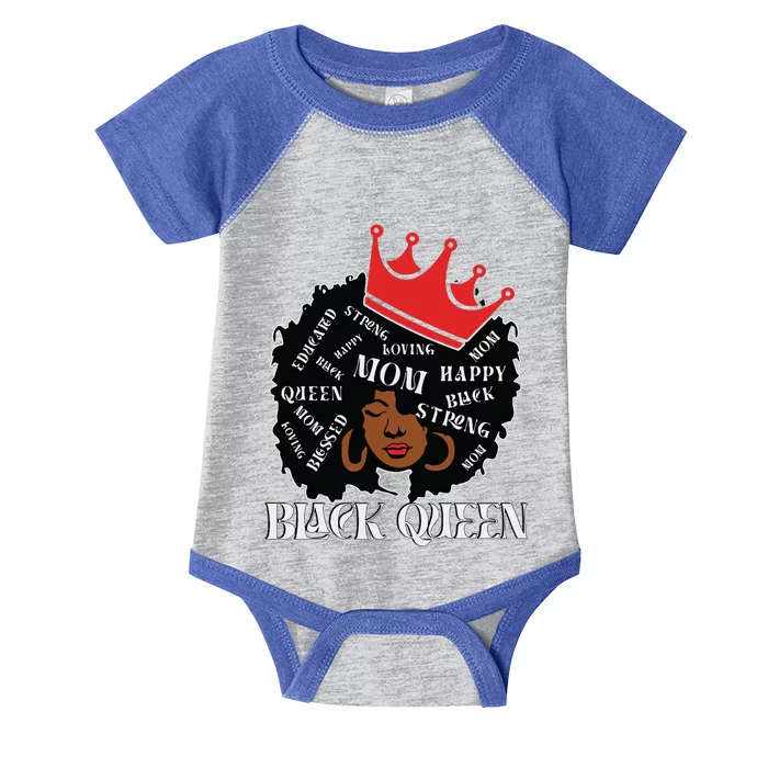 Black Queen Mom Happy Mothers Day Infant Baby Jersey Bodysuit