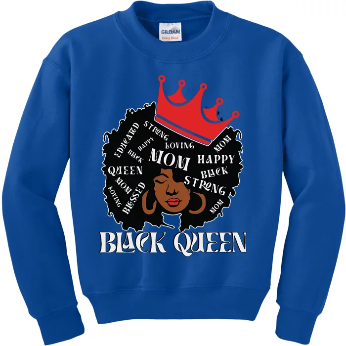 Black Queen Mom Happy Mothers Day Kids Sweatshirt