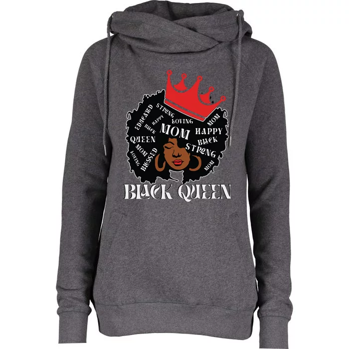 Black Queen Mom Happy Mothers Day Womens Funnel Neck Pullover Hood