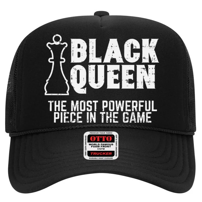 Black Queen Most Powerful Chess African American High Crown Mesh Trucker Hat