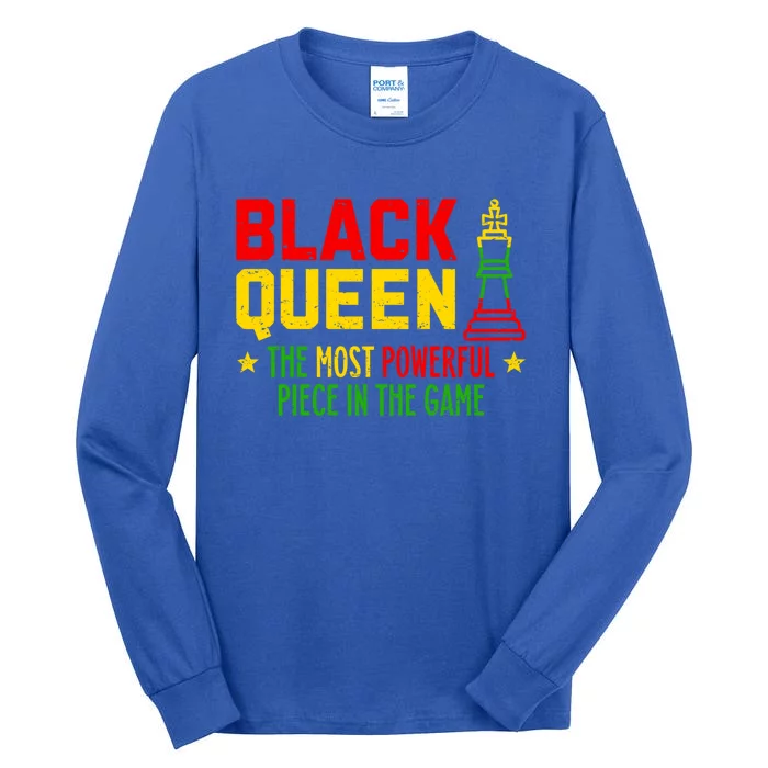 Black Queen Most Powerful Chess African Juneteenth Funny Gift Tall Long Sleeve T-Shirt