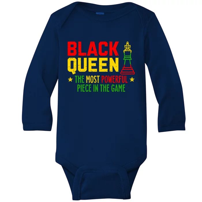 Black Queen Most Powerful Chess African Juneteenth Funny Gift Baby Long Sleeve Bodysuit