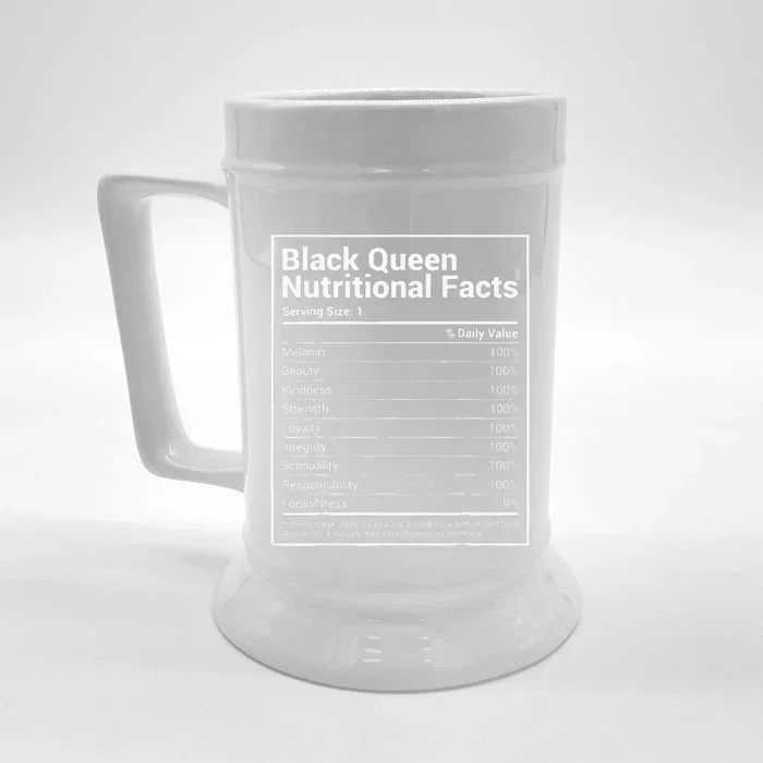 Black Queen Nutrition Facts Proud Black History Month Pride Front & Back Beer Stein