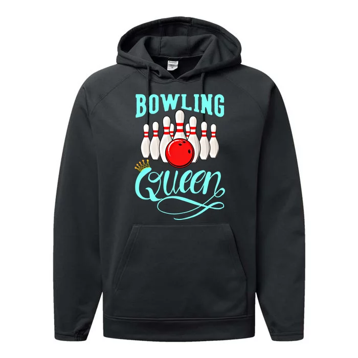 Bowling Queen Outfit Bowling Team Bowler Funny Bowling Cute Gift Performance Fleece Hoodie