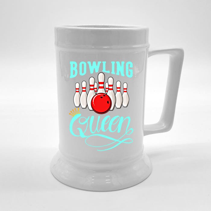 Bowling Queen Outfit Bowling Team Bowler Funny Bowling Cute Gift Front & Back Beer Stein