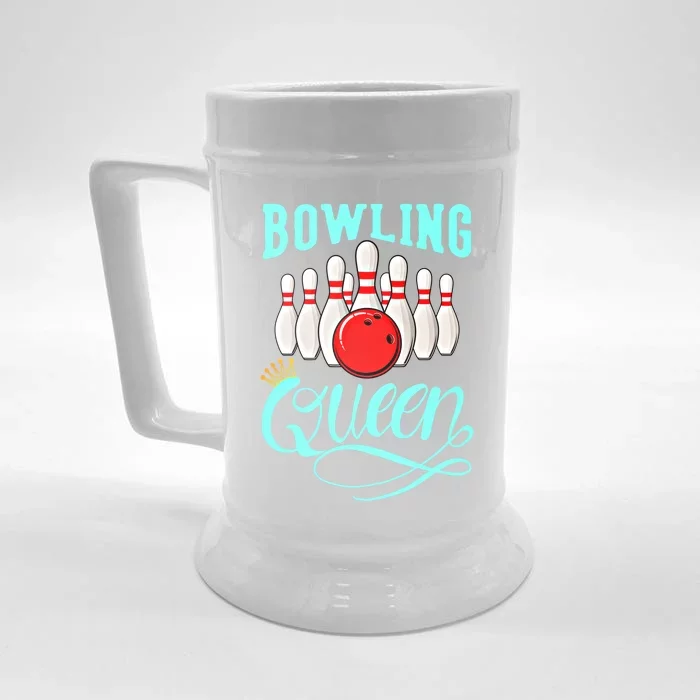 Bowling Queen Outfit Bowling Team Bowler Funny Bowling Cute Gift Front & Back Beer Stein