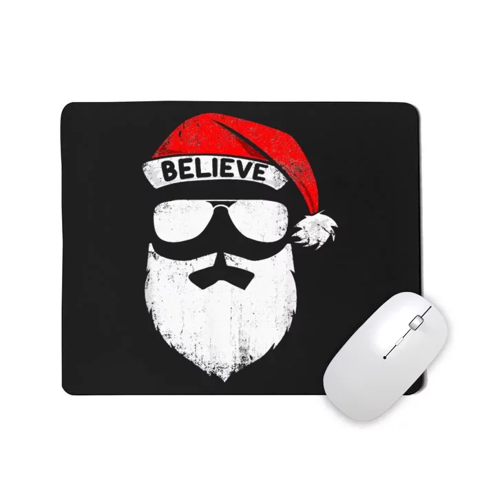 Believe Quote On Santa Hat Mustache Family Reunion Christmas Mousepad