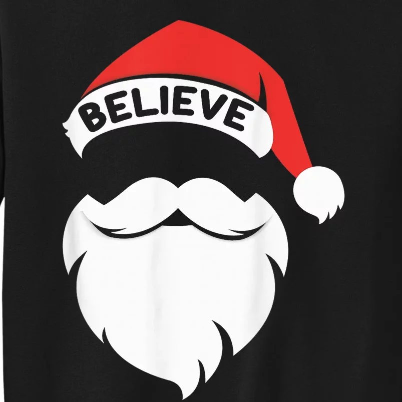 Believe Quote On Santa Hat Mustache Family Reunion Christmas Sweatshirt