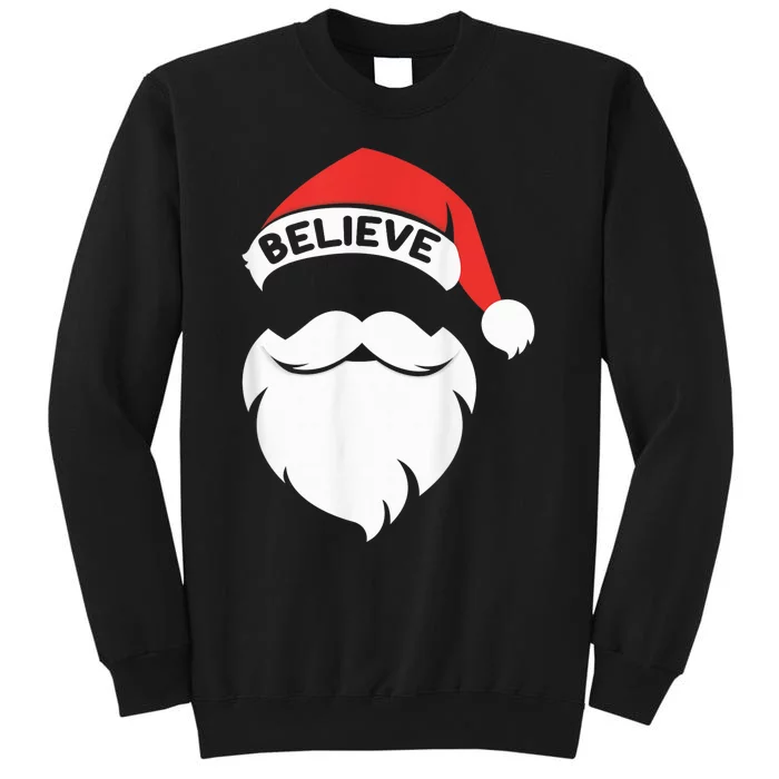 Believe Quote On Santa Hat Mustache Family Reunion Christmas Sweatshirt