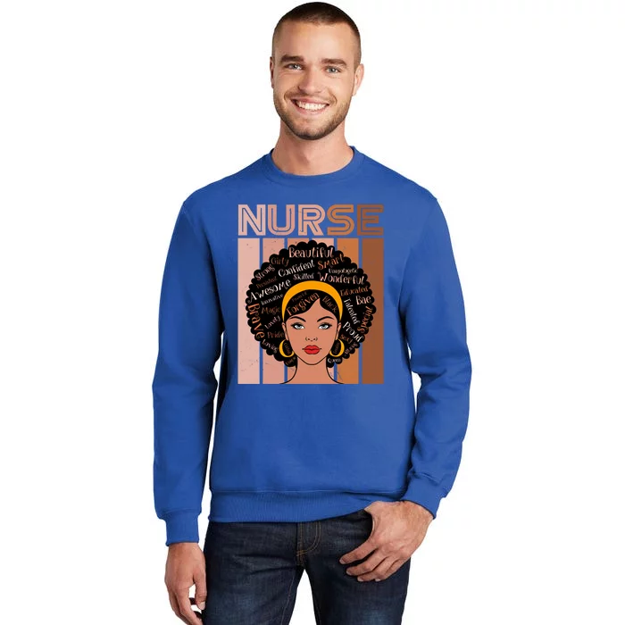 Black Queen Powerful Juneteenth African American Nurse Cute Gift Tall Sweatshirt