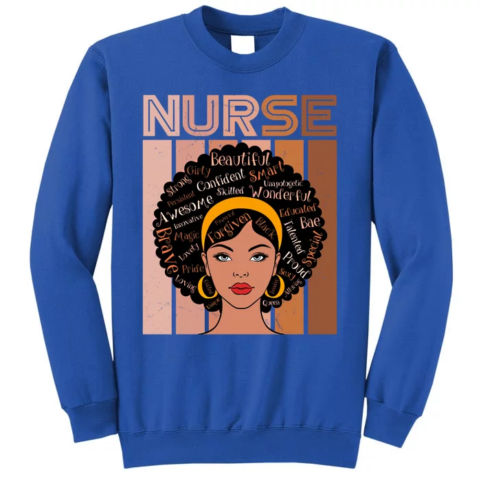 Black Queen Powerful Juneteenth African American Nurse Cute Gift Tall Sweatshirt