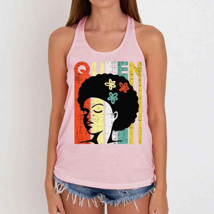 Black Queen Proud Black African American Lady Black History Women's Knotted Racerback Tank