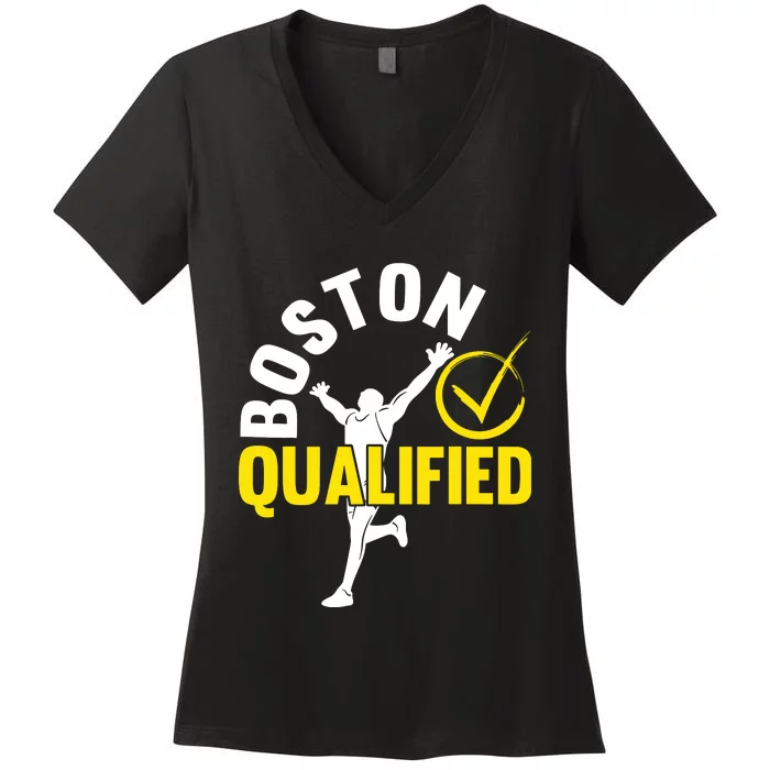 Boston Qualifier Proud Marathon Running Women's V-Neck T-Shirt