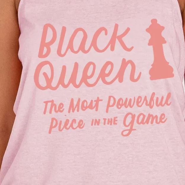 Black Queen The Most Powerful Piece In The Game Melanin Gift Women's Knotted Racerback Tank