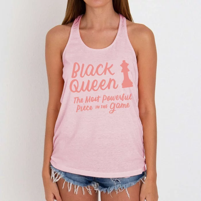 Black Queen The Most Powerful Piece In The Game Melanin Gift Women's Knotted Racerback Tank