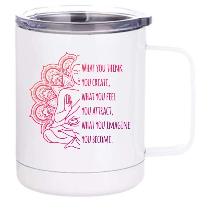 Buddha Quotes Thoughts Spirituality Gift Yoga Gift Front & Back 12oz Stainless Steel Tumbler Cup