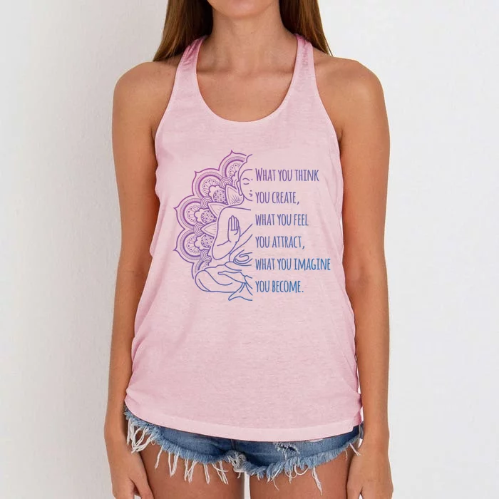 Buddha Quotes Thoughts Spirituality Gift Yoga Gift Women's Knotted Racerback Tank