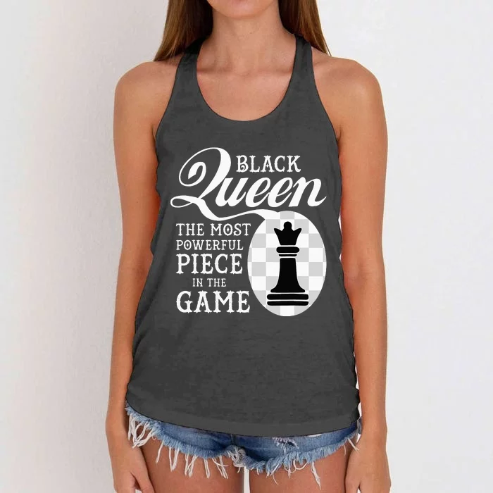 Black Queen The Most Powerful Piece In The Game Women's Knotted Racerback Tank