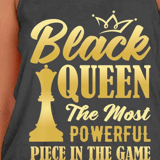 Black Queen The Most Powerful Piece in The Game Women's Knotted Racerback Tank