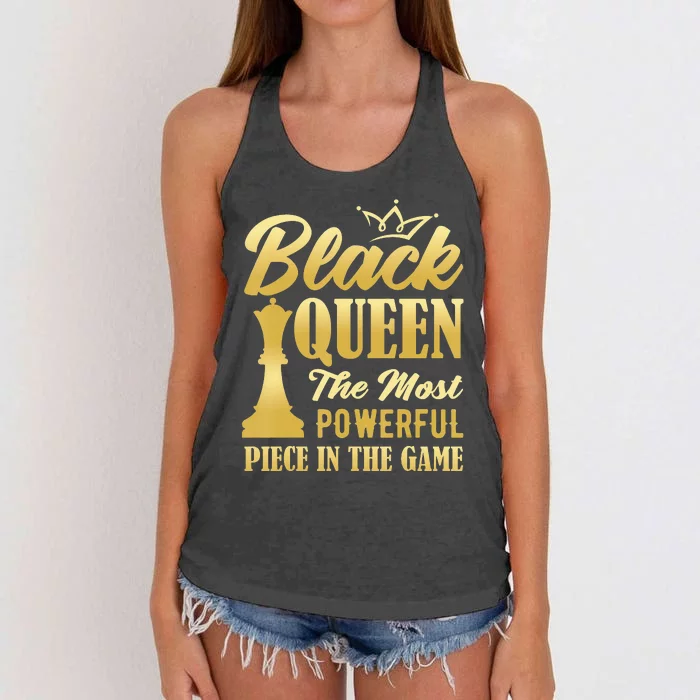 Black Queen The Most Powerful Piece in The Game Women's Knotted Racerback Tank