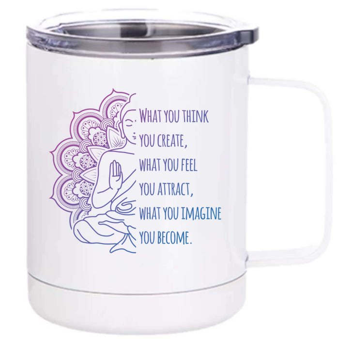 Buddha Quotes Thoughts Spirituality Meaningful Gift Yoga Gift Front & Back 12oz Stainless Steel Tumbler Cup