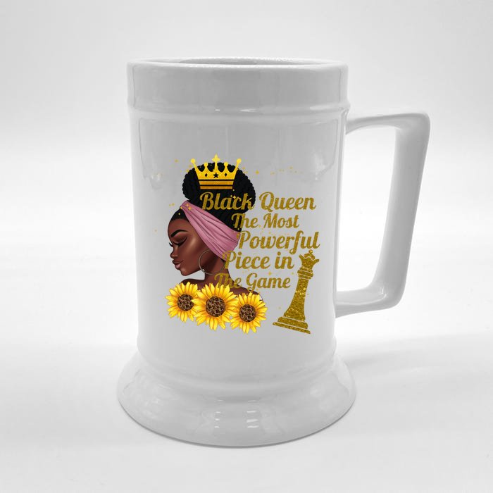 Black Queen The Most Powerful Piece In The Game African Meaningful Gift Front & Back Beer Stein