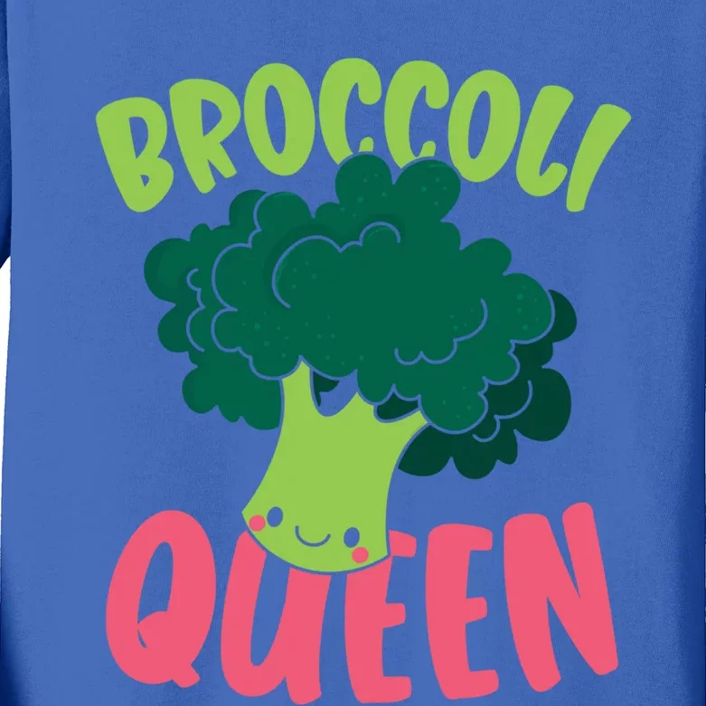 Broccoli Queen Vegan Lover Vegetable Healthy Vegetarian Funny Gift Kids Long Sleeve Shirt