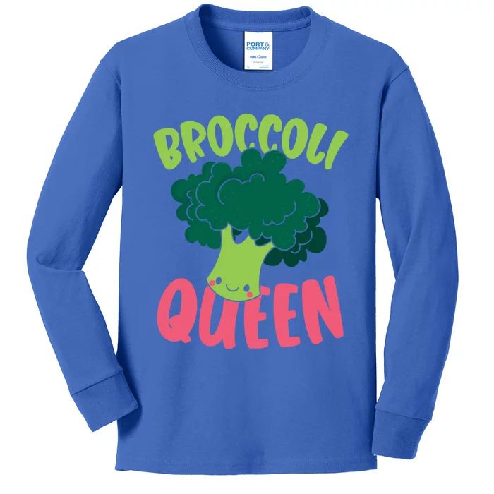 Broccoli Queen Vegan Lover Vegetable Healthy Vegetarian Funny Gift Kids Long Sleeve Shirt