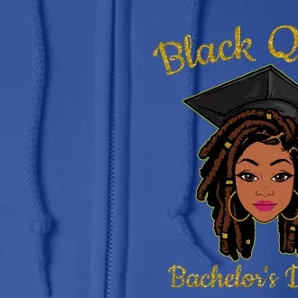 Black Queen With A Bachelor's Degree Graduation Black Gift Full Zip Hoodie