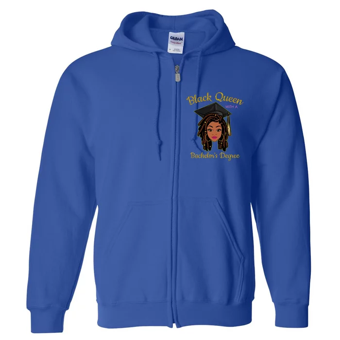 Black Queen With A Bachelor's Degree Graduation Black Gift Full Zip Hoodie