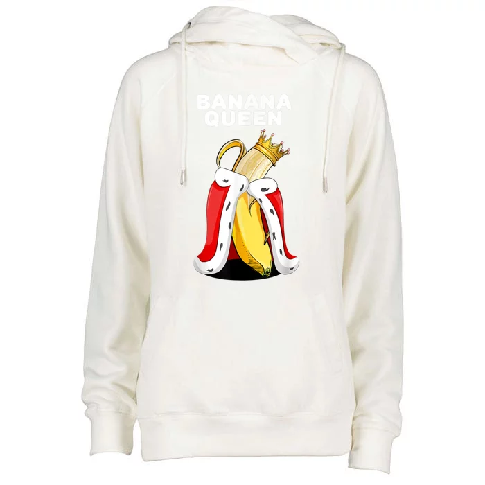 Banana Queen | Womens Banana Lover | Cute Banana Womens Funnel Neck Pullover Hood