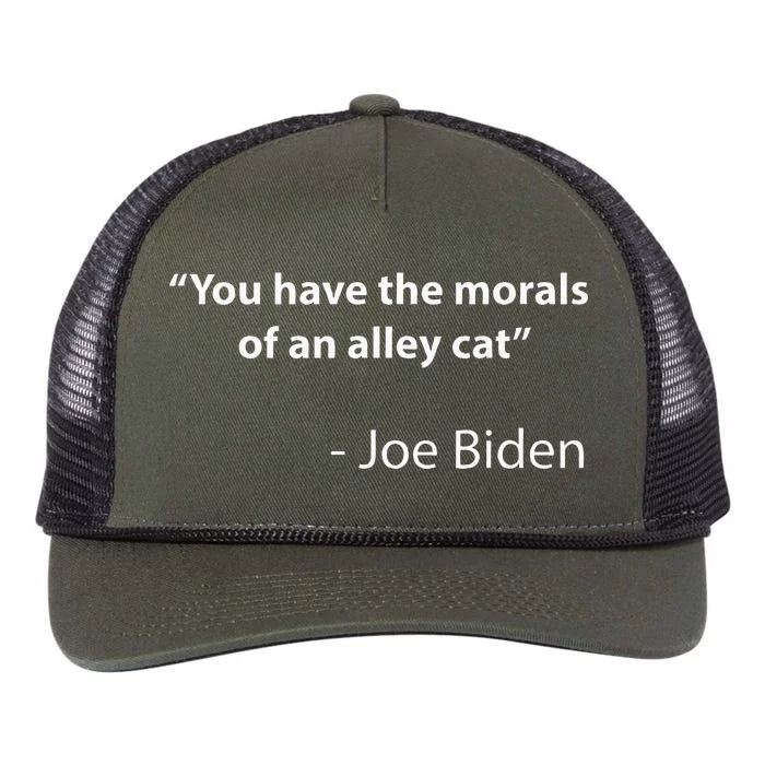 Biden Quote You Have The Morals Of An Alley Cat Retro Rope Trucker Hat Cap