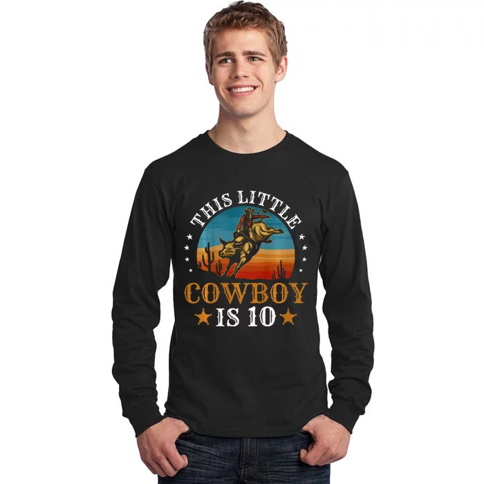 Bull Riding 10th Birthday 10 Year Old Boy Cowboy Rodeo Tall Long Sleeve T-Shirt