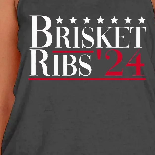 Brisket Ribs 2024 Funny Bbq Barbecue Political Election Women's Knotted Racerback Tank